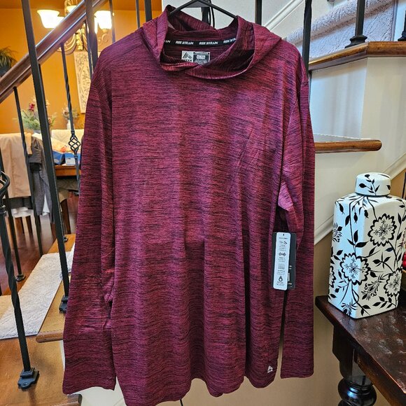 NWT RBX / Reebok Men's "Dri-Fit" Lightweight Hoodie, Wine/Black, Sz XL - Picture 2 of 13